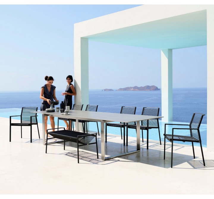 Cane-Line Edge Dining Table W/Extensions, 82.7" x 39.4"