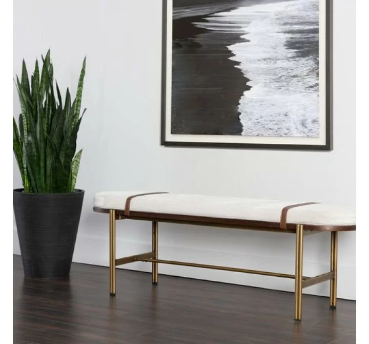 Sunpan Elaine Bench - Polo Cub Muslin - Lifestyle