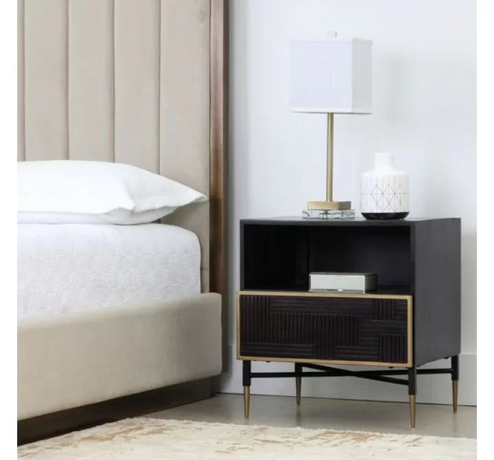 Sunpan Markwood Nighstand Brass-Dark Brown - Lifestyle