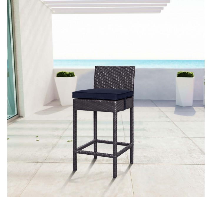 Modway Convene Outdoor Patio Fabric Bar Stool in Espresso Navy - Lifestyle