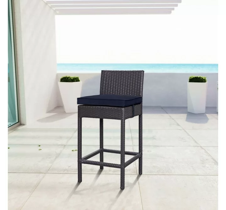 Modway Convene Outdoor Patio Fabric Bar Stool in Espresso Navy - Lifestyle