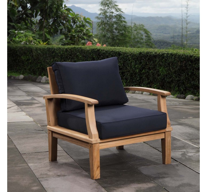 Modway Marina Outdoor Patio Teak Armchair in Natural Gray - Lifestyle