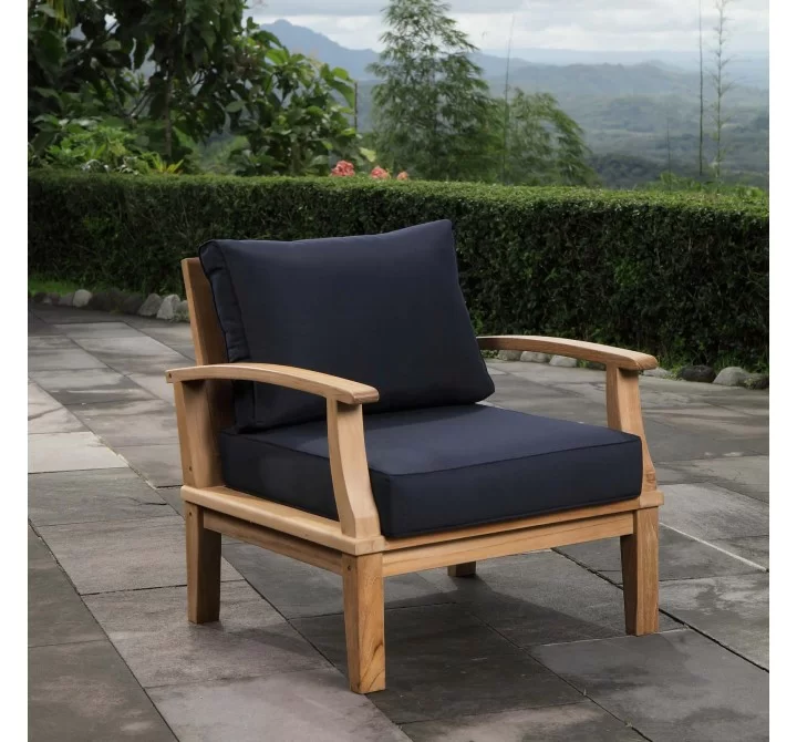 Modway Marina Outdoor Patio Teak Armchair in Natural Gray - Lifestyle