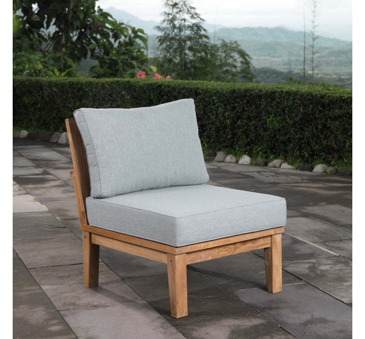 Modway Marina Armless Outdoor Patio Teak Sofa - Natural Gray - Lifestyle