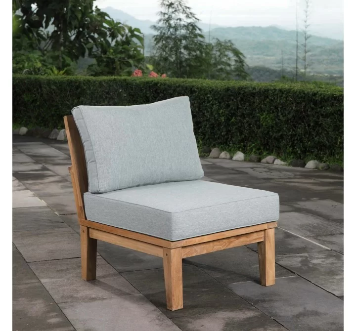 Modway Marina Armless Outdoor Patio Teak Sofa - Natural Gray - Lifestyle