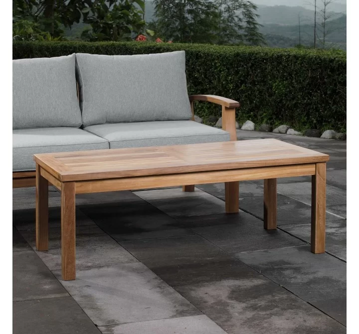 Modway Marina Outdoor Patio Teak Rectangle Coffee Table - Natural - Lifestyle