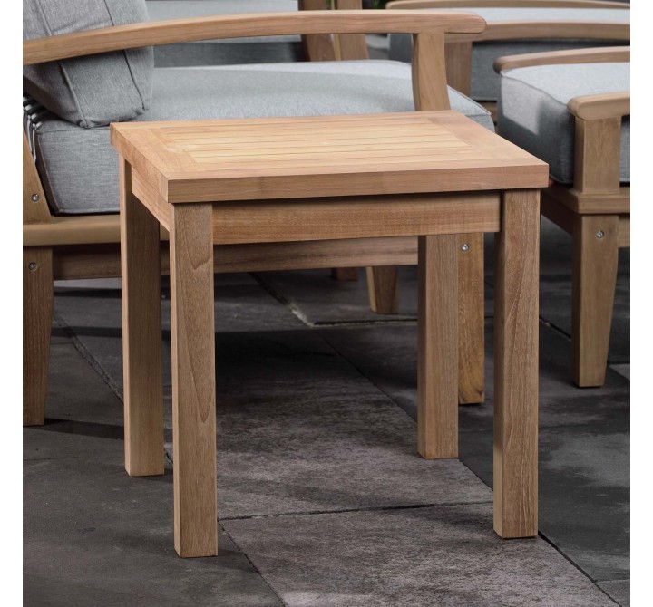 Modway Marina Outdoor Patio Teak Side Table - Natural - Lifestyle