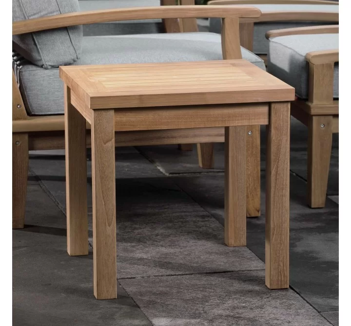 Modway Marina Outdoor Patio Teak Side Table - Natural - Lifestyle