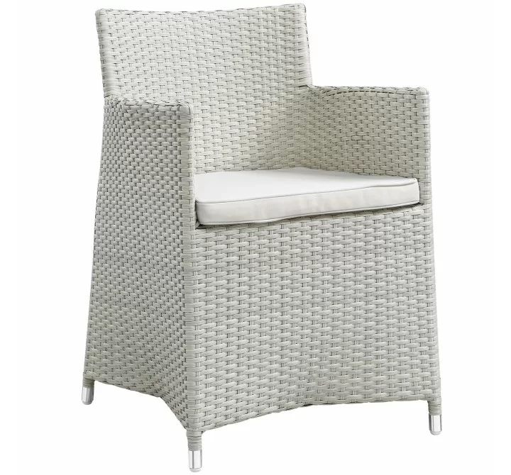 Modway Junction Dining Outdoor Patio Armchair in Gray White - Front Side Angle