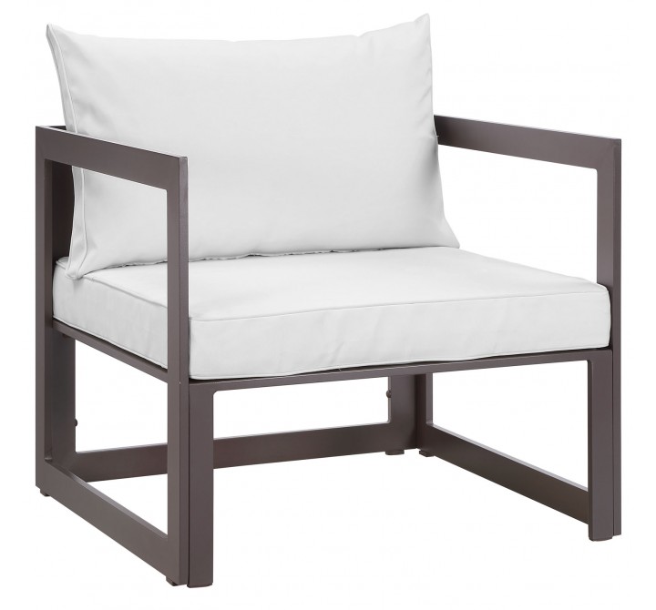 Modway Fortuna Outdoor Patio Armchair in Brown Gray - Front Side Angle