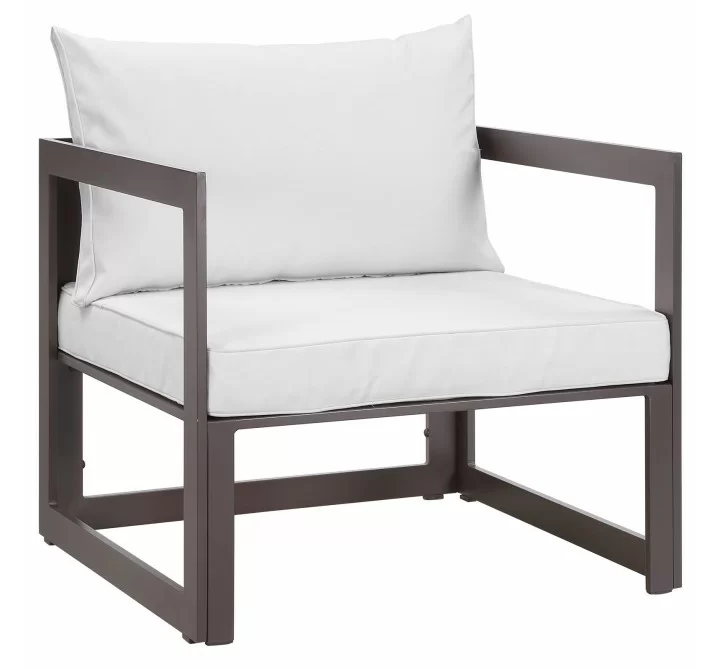 Modway Fortuna Outdoor Patio Armchair in Brown Gray - Front Side Angle