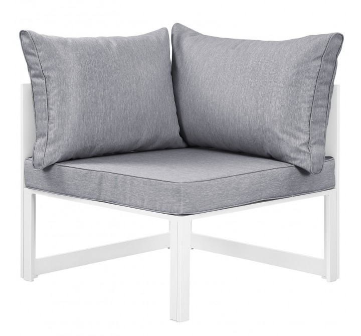 Modway Fortuna Corner Outdoor Patio Armchair in White Gray - Front Angle