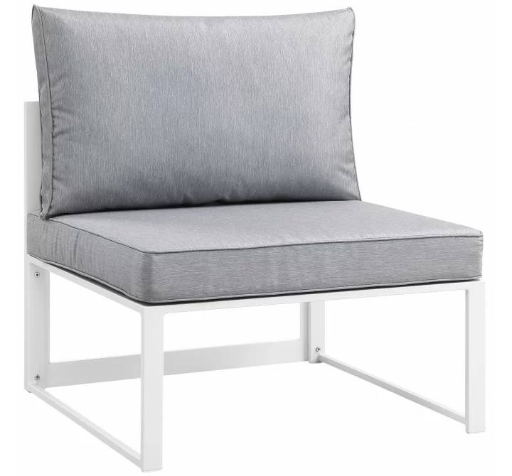 Modway Fortuna Armless Outdoor Patio Chair - White Gray - Front Side Angle