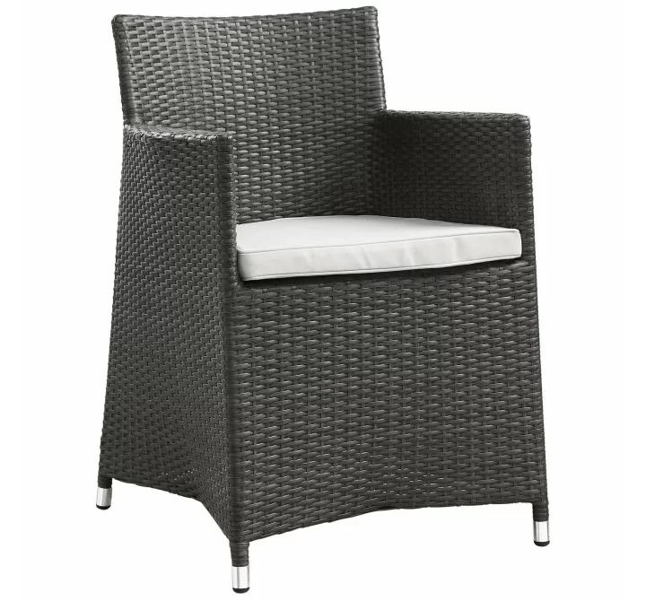 Modway Junction Armchair Outdoor Patio Wicker in Brown White - Set of Two - Front Side Angle