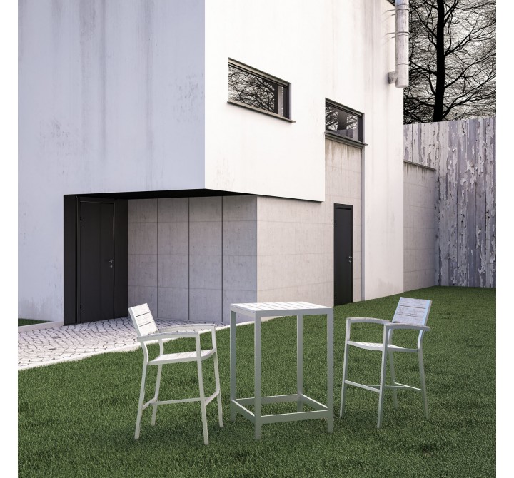 Modway Maine 3 Piece Outdoor Patio Dining Set in White Light Gray - Lifestyle