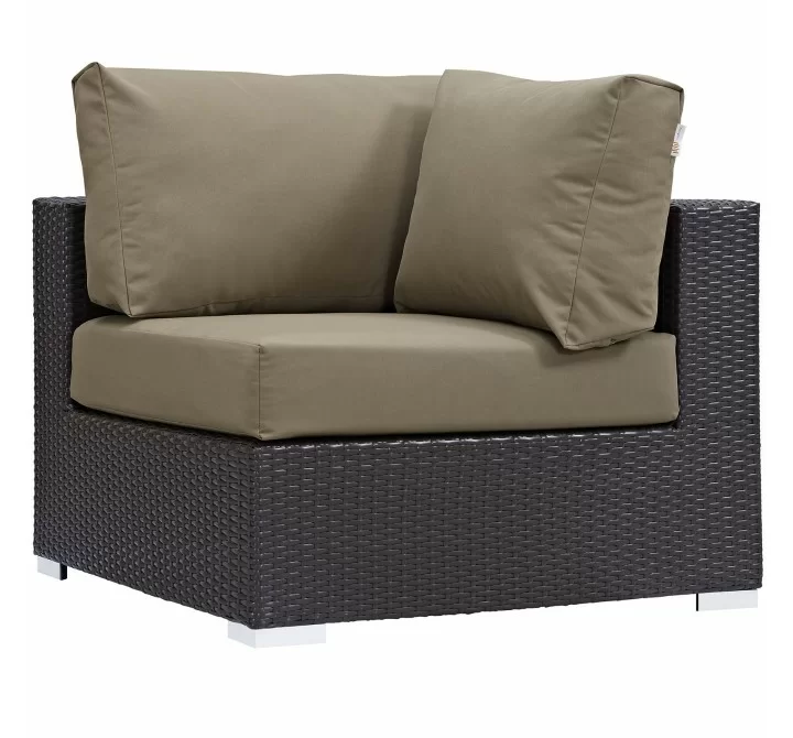 Modway Convene Outdoor Patio Corner in Espresso Mocha - Front Side Angle
