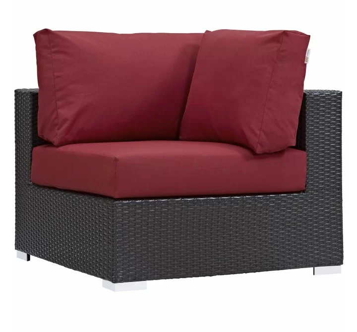 Modway Convene Outdoor Patio Corner in Espresso Red - Front Side Angle