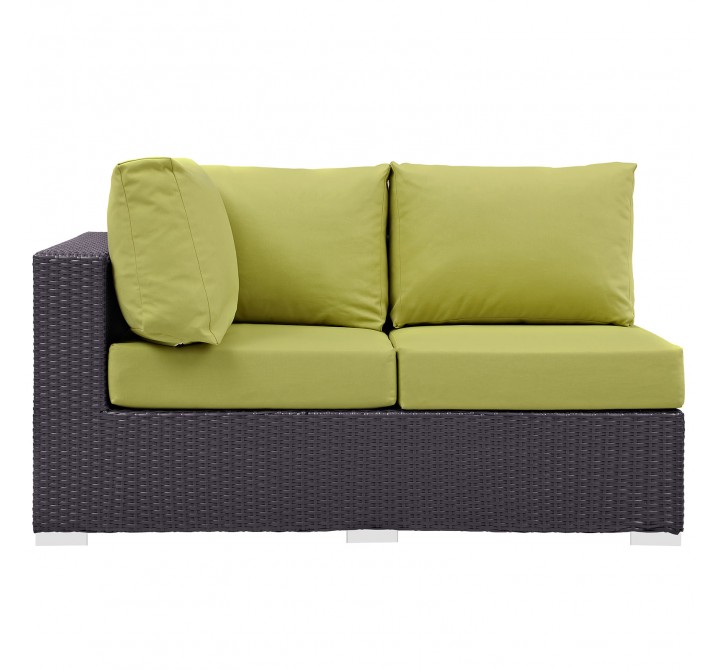 Modway Convene Outdoor Patio Left Arm Loveseat in Espresso Peridot  - Front Angle