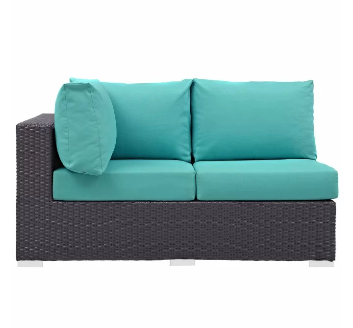 Modway Convene Outdoor Patio Left Arm Loveseat in Espresso Turquoise - Front Angle