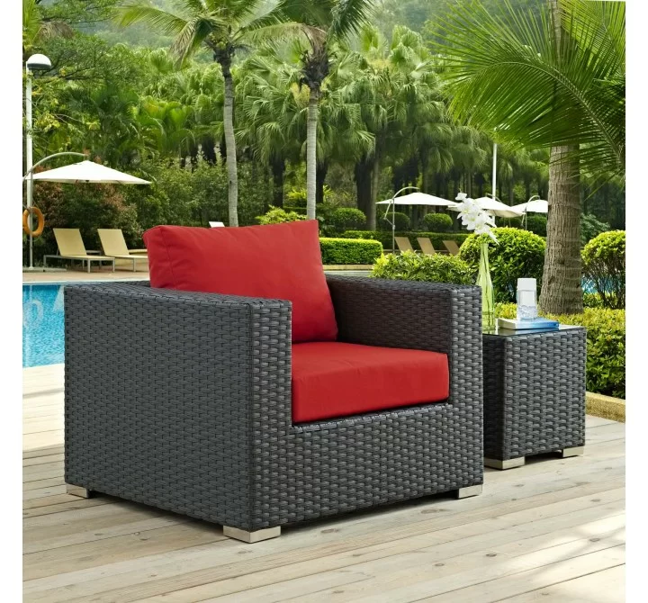 Modway Sojourn Outdoor Patio Sunbrella® Armchair in Canvas Red - Lifestyle