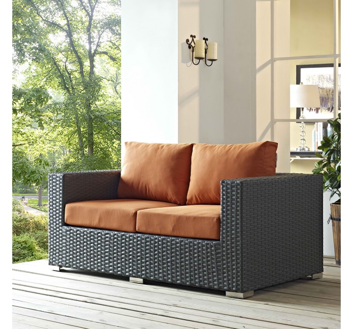 Modway Sojourn Outdoor Patio Sunbrella® Loveseat - Canvas Tuscan - Lifestyle