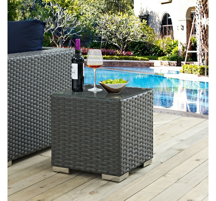 Modway Sojourn Outdoor Patio Side Table - Chocolate - Lifestyle