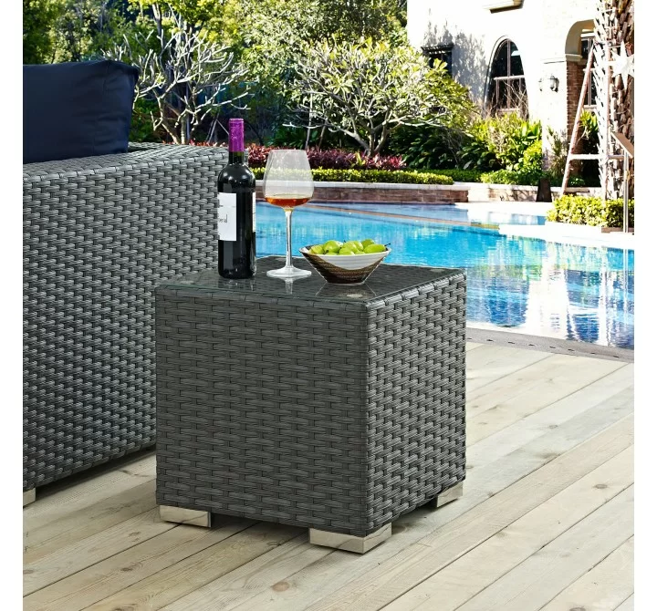 Modway Sojourn Outdoor Patio Side Table - Chocolate - Lifestyle