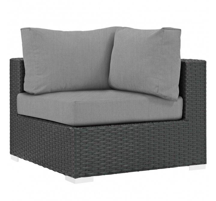 Modway Sojourn Outdoor Patio Sunbrella® Corner in Canvas Gray - Front Side Angle