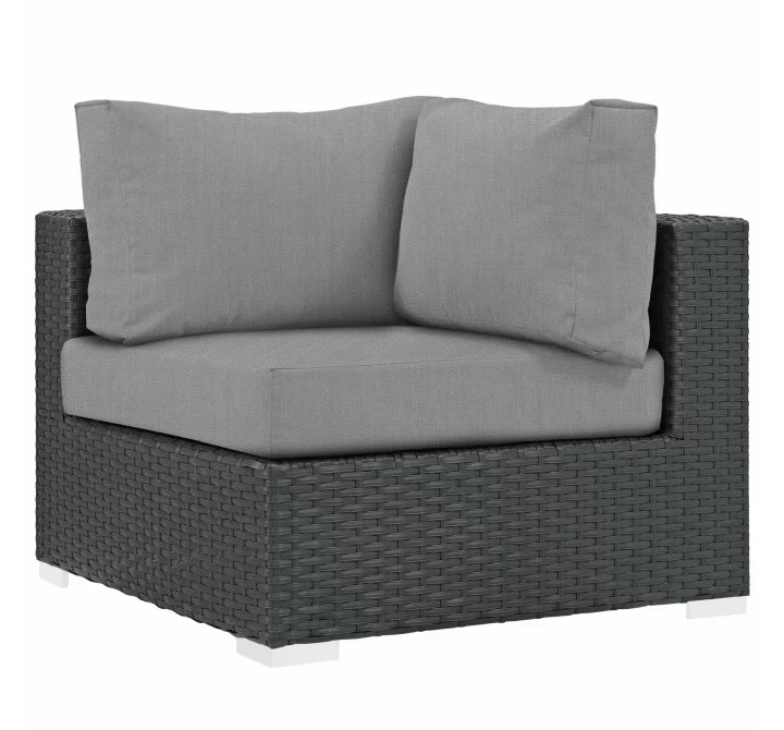 Modway Sojourn Outdoor Patio Sunbrella® Corner in Canvas Gray - Front Side Angle