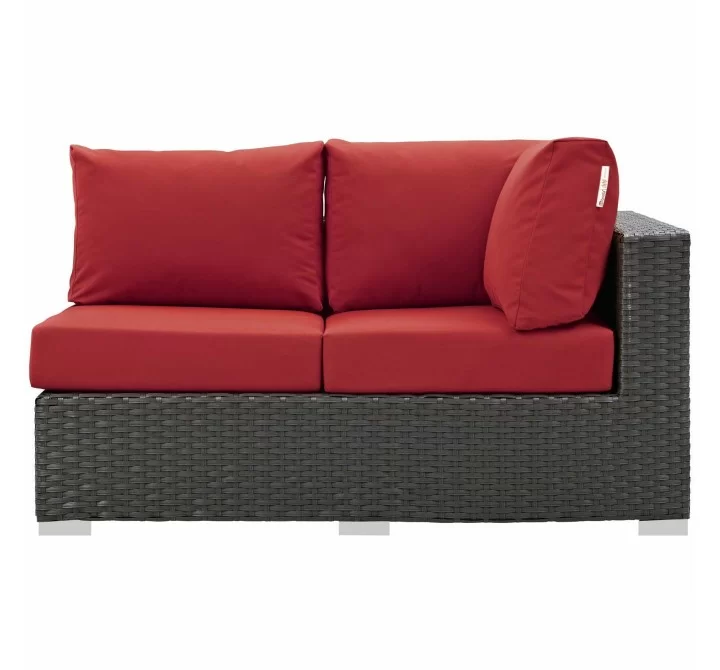 Modway Sojourn Outdoor Patio Sunbrella® Right Arm Loveseat - Canvas Red - Front Angle