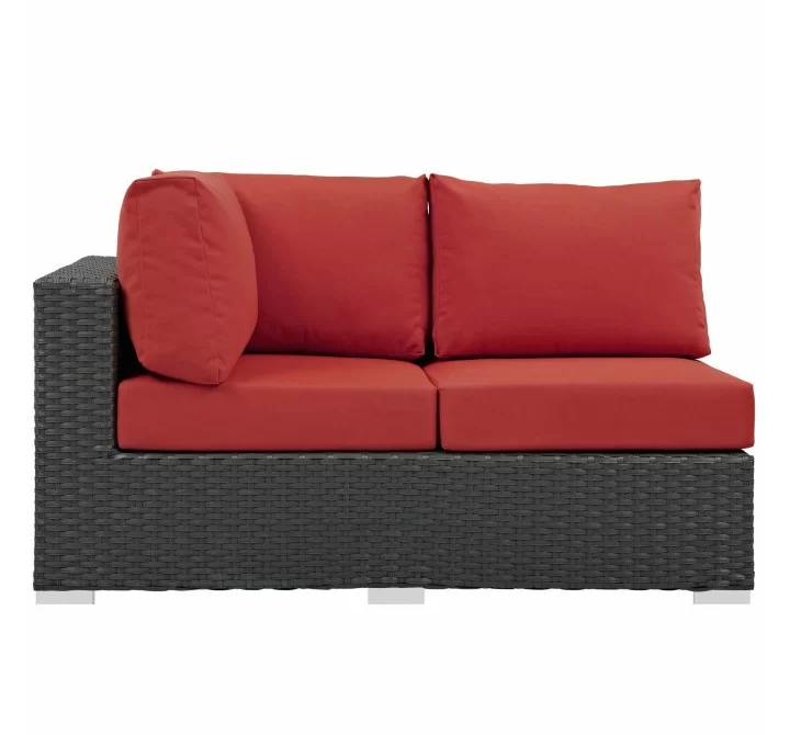 Modway Sojourn Outdoor Patio Sunbrella® Left Arm Loveseat - Canvas Red in Front Angle