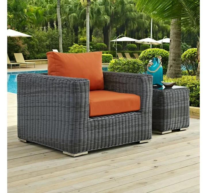 Modway Summon Outdoor Patio Fabric Sunbrella® Armchair in Canvas Tuscan - Lifestyle
