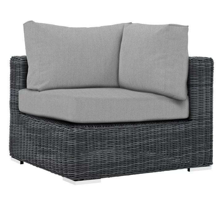 Modway Summon Outdoor Patio Sunbrella® Corner in Canvas Gray - Front Side Angle