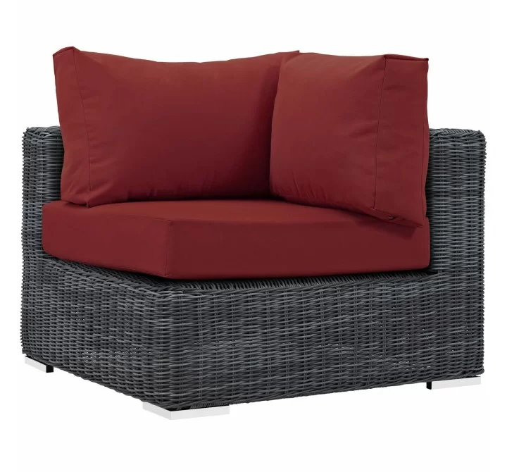 Modway Summon Outdoor Patio Sunbrella® Corner in Canvas Red - Front Angle