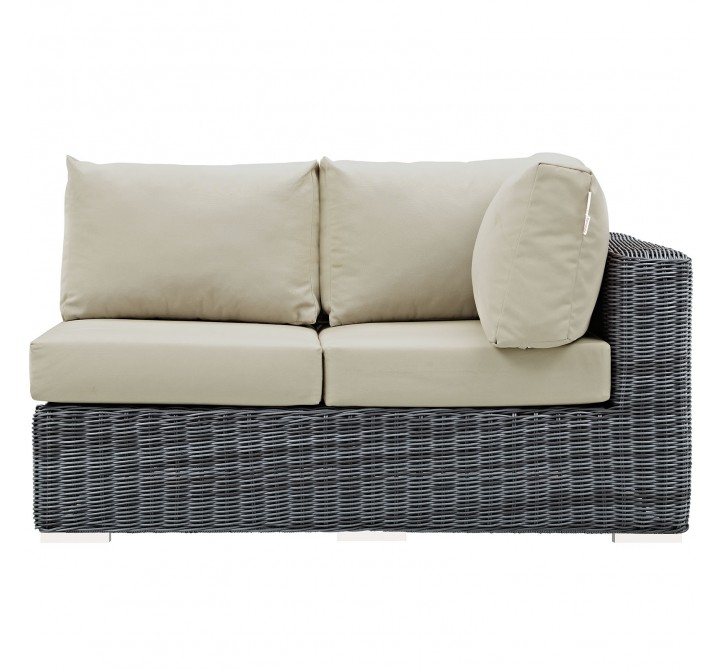 Modway Summon Outdoor Patio Sunbrella® Loveseat in Left Arm - Canvas Gray - Front Angle