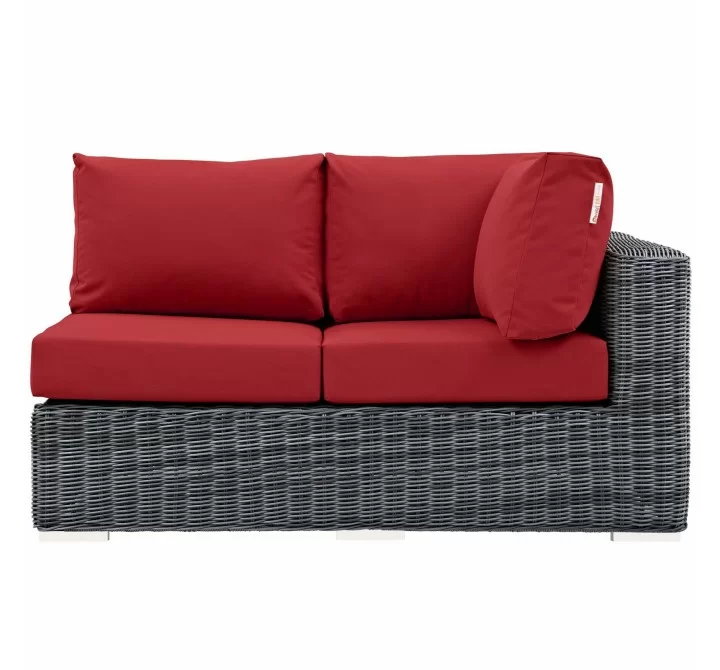 Modway Summon Outdoor Patio Sunbrella® Right Arm Loveseat in Canvas Red - Front Angle