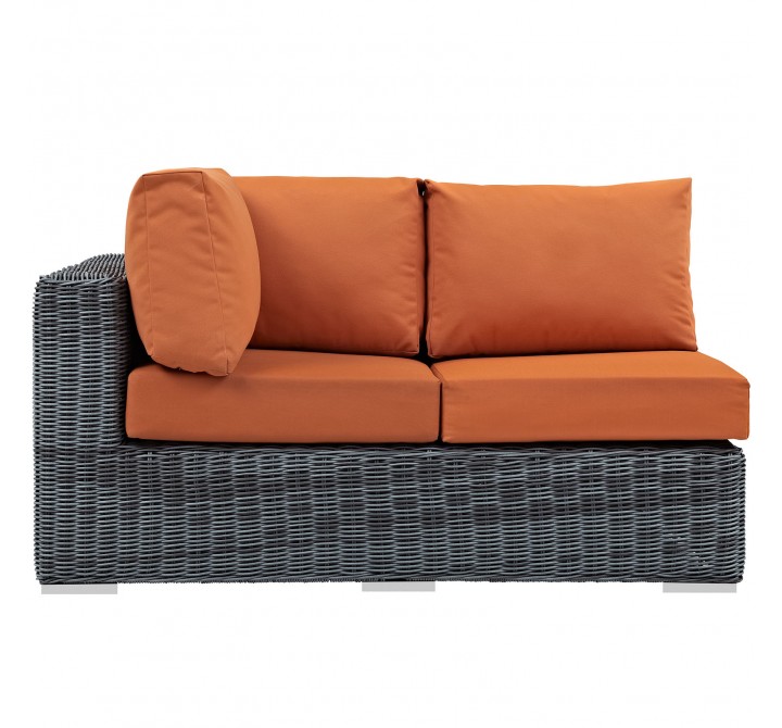 Modway Summon Outdoor Patio Sunbrella® Left Arm Loveseat - Canvas Tuscan - Front Angle