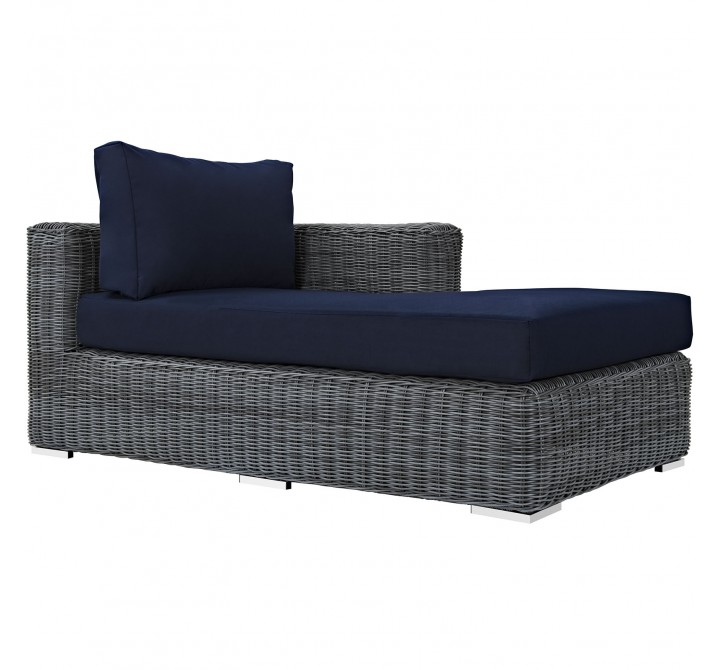 Modway Summon Outdoor Patio Sunbrella® Right Arm Chaise - Canvas Navy - Front Side Angle