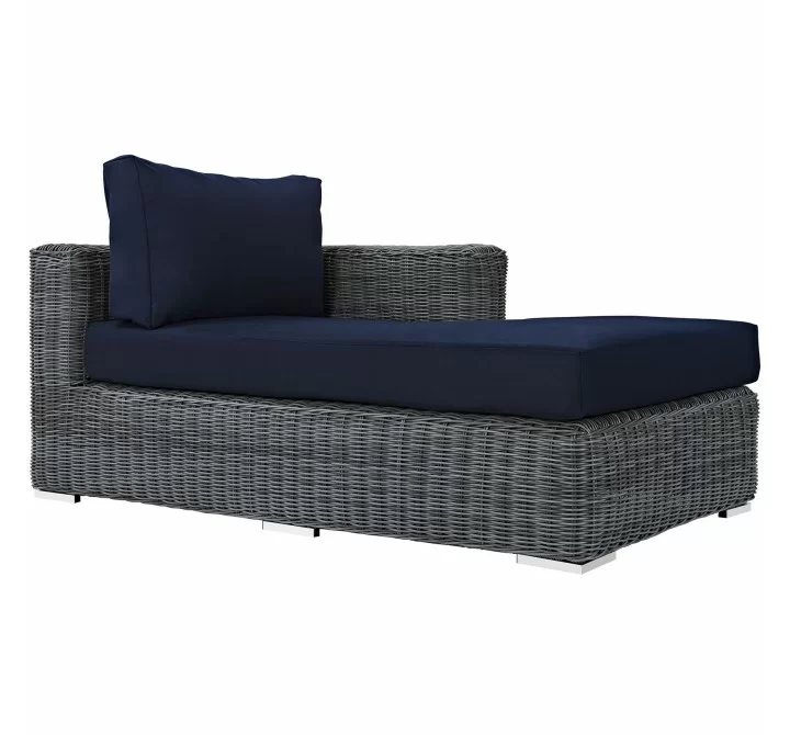 Modway Summon Outdoor Patio Sunbrella® Right Arm Chaise - Canvas Navy - Front Side Angle