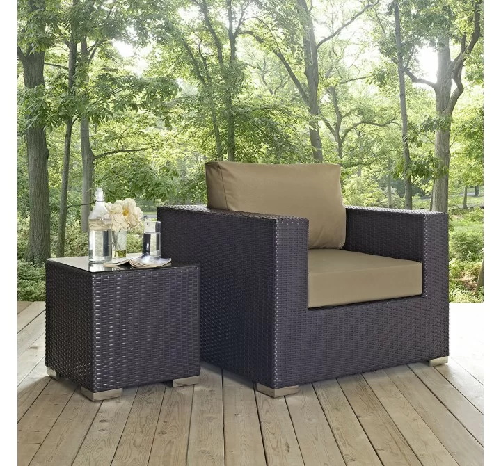 Modway Convene Outdoor Patio Armchair in Espresso Mocha - Lifestyle