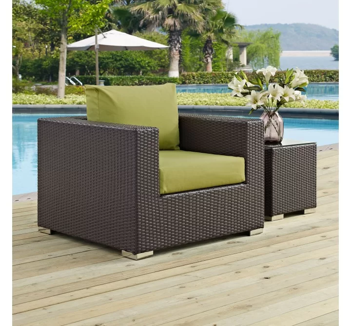 Modway Convene Outdoor Patio Armchair in Espresso Peridot - Lifestyle