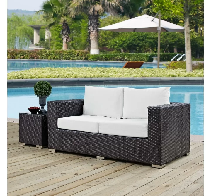 Modway Convene Outdoor Patio Loveseat in Espresso White - Lifestyle