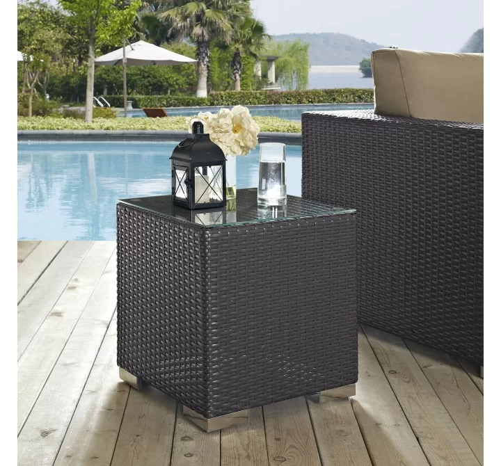 Modway Convene Outdoor Patio Side Table - Espresso - Lifestyle