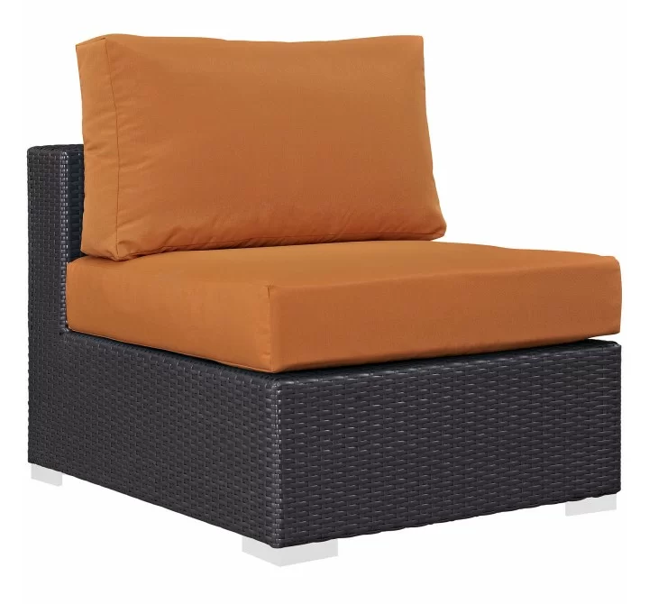 Modway Convene Outdoor Patio Armless in Espresso Orange - Front Side Angle