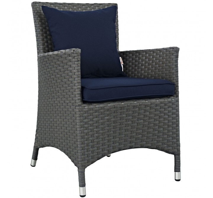 Modway Sojourn Dining Outdoor Patio Sunbrella® Armchair in Canvas  Navy - Front Side Angle