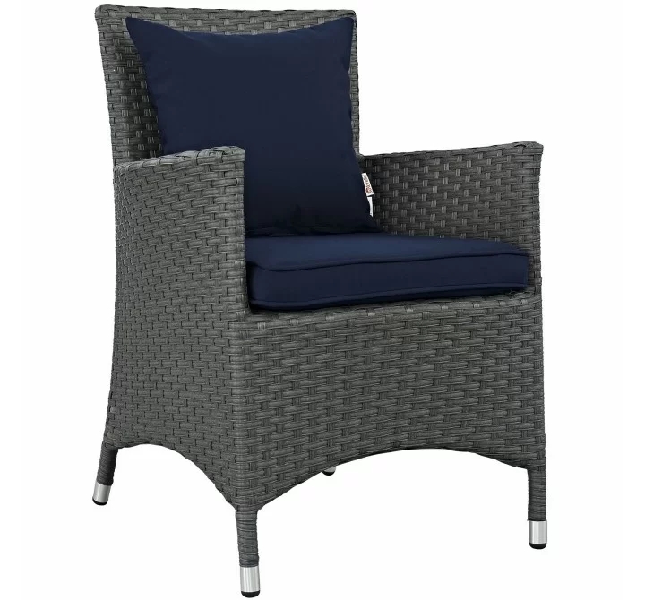 Modway Sojourn Dining Outdoor Patio Sunbrella® Armchair in Canvas  Navy - Front Side Angle