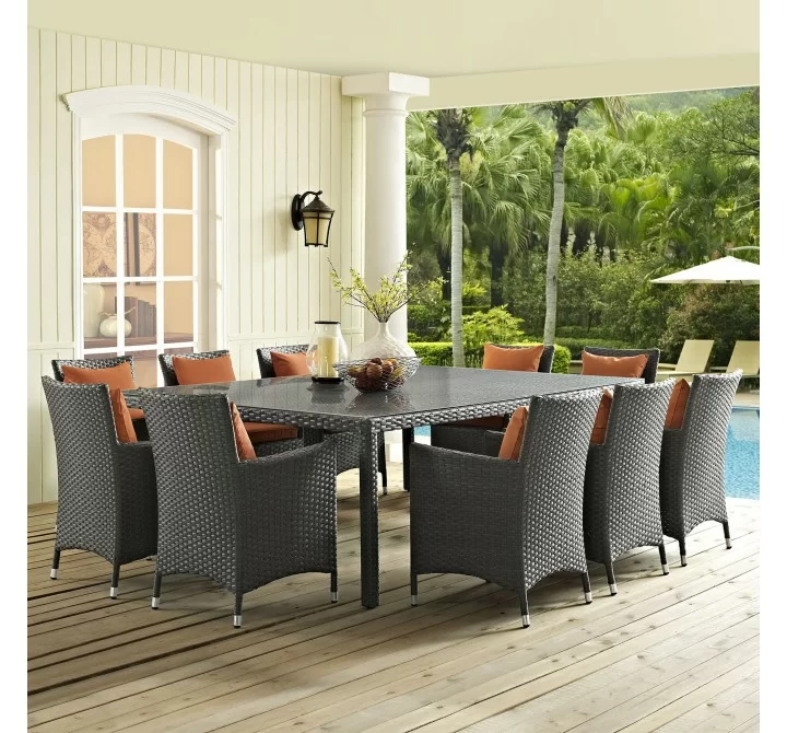 Modway Sojourn Outdoor Patio Dining Table - Chocolate in 90" - Lifestyle