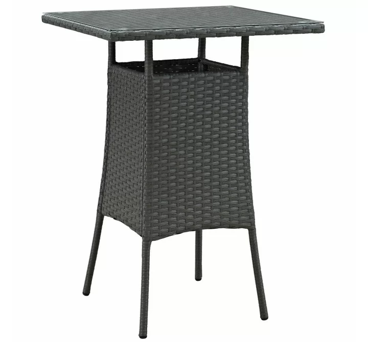 Modway Sojourn Small Outdoor Patio Bar Table - Chocolate - Front Side Angle