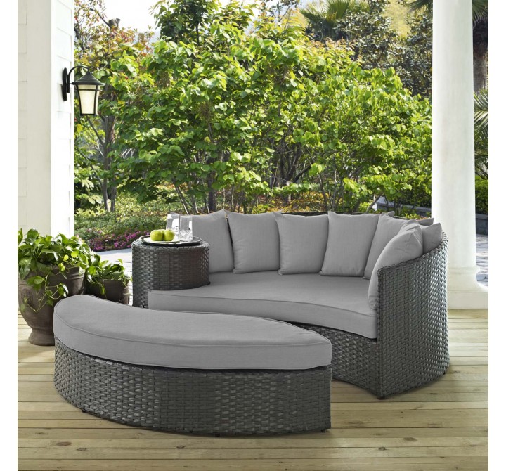 Modway Sojourn Outdoor Patio Sunbrella® Daybed in Canvas Gray - Lifestyle