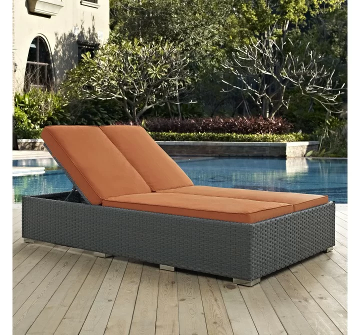 Modway Sojourn Outdoor Patio Sunbrella® Double Chaise in Canvas Tuscan - Lifestyle